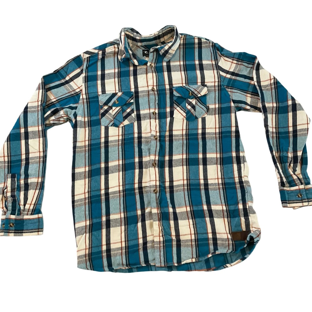 Rip Curl Men's Plaid‎ Flannel Long Sleeve Button Up Shirt Size L